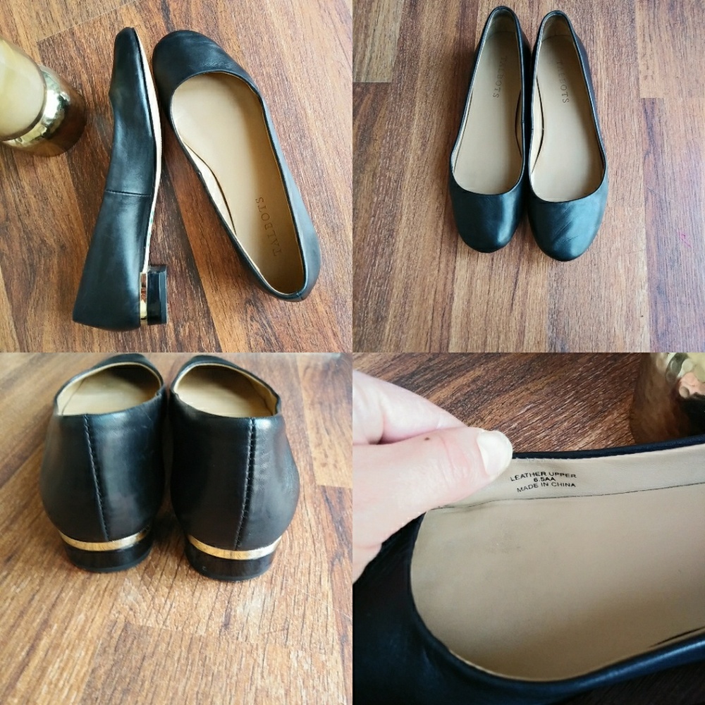TALBOTS flats round toe black leather